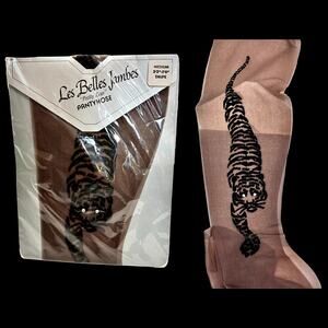 80s Les Belles Jambes Tiger Pantyhose Taupe Medium NOS